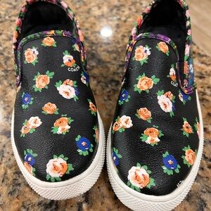 Coach Black Floral Slip-On Sneakers Loafers